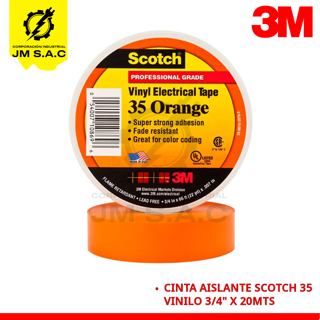 35na CINTA AISLANTE SCOTCH 35 NARANJA 19MM X 20MTS - Imagen 1
