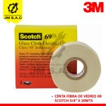 CINTA FIBRA VIDRIO 69 SCOTCH CON ADHESIVO 3/4 X 20MTS 180°