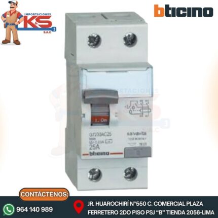 INTERRUPTOR DIFERENCIAL 2P 25A 30MA 230V TIPO AC STD SALVAVITA