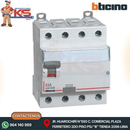 INTERRUPTOR DIFERENCIAL 4P 63A 30MA 230V TIPO AC STD SALVAVITA