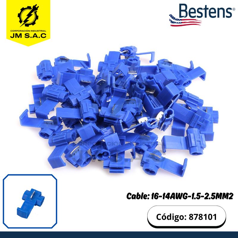 878101 CONECTOR RÁPIDO DE CABLE 16-14AWG-1.5-2.5MM2 AZUL X 100PZ - Imagen 1