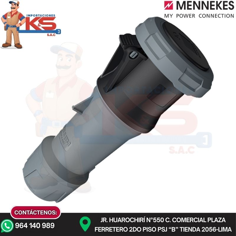 AEREO 3423 TOMA AEREO 125A 3P+T 500V NEGRO 7H IP67 POWERTOP PLUS MENNEKES - Imagen 1