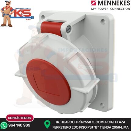 TOMA EMPOTRABLE 16A 3P+T 400V ROJO 6H IP67 MENNEKES