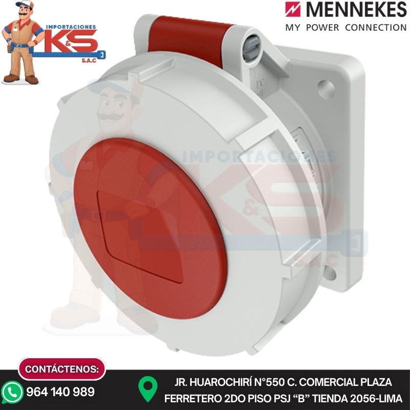 EMPOTRABLE 219A TOMA EMPOTRABLE 32A 3P+T 440V ROJO 3H IP67 P/CONTAINERS MENNEKES - Imagen 1