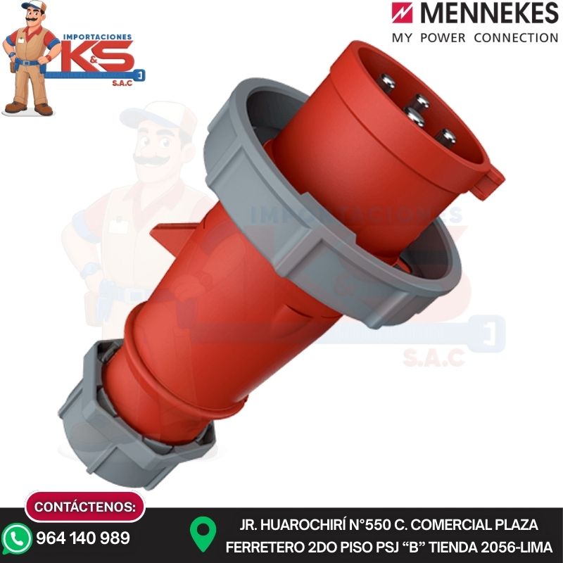 ENCHUFE 2175B ENCHUFE 32A 3P+T 440V ROJO 3H IP67 P/CONTAINERS MENNEKES - Imagen 1