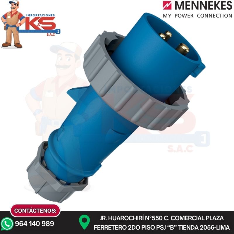 ENCHUFE 290 ENCHUFE 32A 2P+T 250V AZUL 6H IP67 MENNEKES - Imagen 1