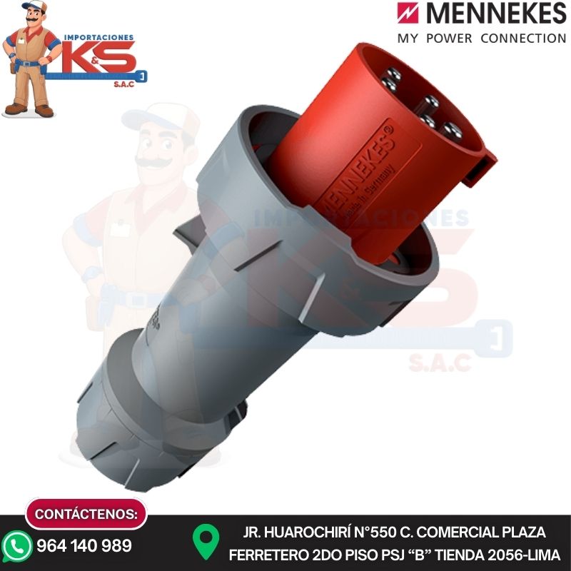 ENCHUFE 3325 ENCHUFE 63A 3P+N+T 415V ROJO 6H IP67 POWERTOP PLUS MENNEKES - Imagen 1