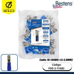 TERMINAL TIPO PALA HEMBRA 16-14AWG-1.5-2.5MM2 AZUL DIM.0.8X2.8MM 15A X 100U