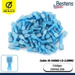 TERMINAL OVALADO HEMBRA 16-14AWG-1.5-2.5MM2 AZUL DE NYLON 15A X 100U