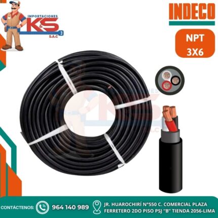 CABLE VULCANIZADO 3X6 AWG NPT NEGRO 0.6/1 KV