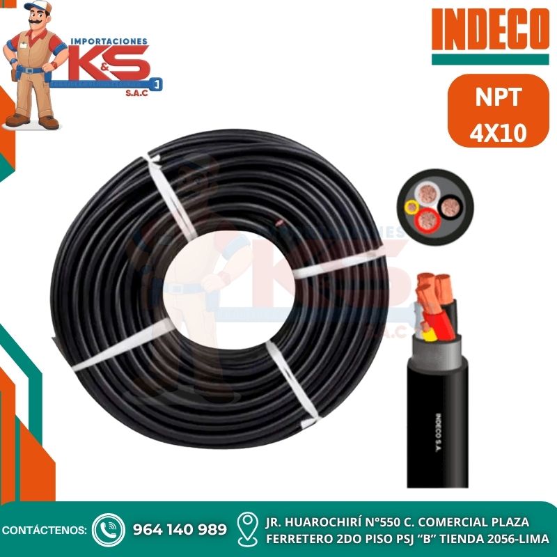 NPT 4X10 CABLE VULCANIZADO 4X10 AWG NPT NEGRO 0.6/1KV - Imagen 1