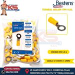 TERMINAL AISLADO TIPO OJAL 12-10AWG-4-6MM2 AMARILLO 1/4" ANCH.12.0MM 48A X 100U
