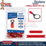 TERMINAL AISLADO TIPO OJAL 22-16AWG-0.5-1.5MM2 ROJO 1/2" ANCH.19.2MM 19A X 100U
