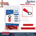 TERMINAL AISLADO TIPO OJAL 22-16AWG-0.5-1.5MM2 ROJO 3/16" ANCH.8.0MM 19A X 100U