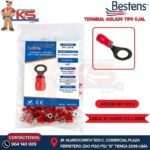 TERMINAL AISLADO TIPO OJAL 22-16AWG-0.5-1.5MM2 ROJO 1/4" ANCH.11.6MM 19A X 100U