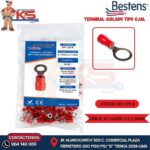 TERMINAL AISLADO TIPO OJAL 22-16AWG-0.5-1.5MM2 ROJO 5/16" ANCH.11.6MM 19A X 100U
