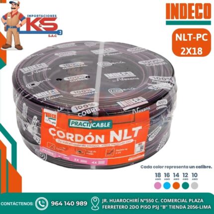 CABLE VULCANIZADO 2X18AWG 500V NLT-PC NEGRO X 100MTS