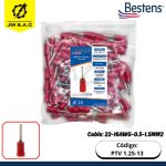 TERMINAL TIPO PIN AISLADO 22-16AWG-0.5-1.5MM2 ROJO LARG.13MM 19A X 100U