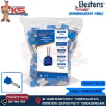 TERMINAL SOBREMOLDEADO DOBLE 14AWG-2.5MM2 AZUL DIM.10 X 100U