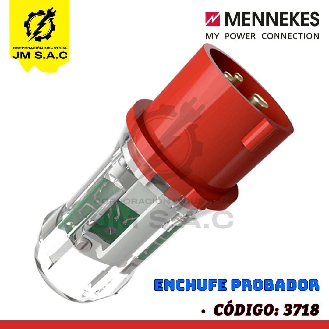 T3718 ENCHUFE PROBADOR SECUENCIA DE FASES DE 32AMP 3P+T 380-440V ROJO 3H - Imagen 1