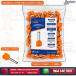 TERMINAL TUBULAR DOBLE COLOR NARANJA TE0510 PARA CABLE 22AWG (0.5MM2) Bolsa x 100UND