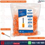 Terminal sobremoldeado simple E0512 para cable 22AWG 0.5mm² color naranja bolsa de 100 und - Bestens