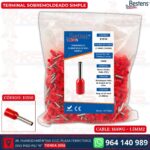 Terminal sobremoldeado simple E1510 para cable 16AWG 1.5mm² color rojo bolsa de 100 und - Bestens