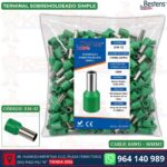 Terminal sobremoldeado simple E16-12 para cable 6AWG 16mm² color verde bolsa de 100 und - Bestens