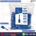 Terminal sobremoldeado simple E2508 para cable 14AWG 2.5mm² color azul de 100 und - Bestens