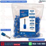 Terminal sobremoldeado simple E2510 para cable 14AWG 2.5mm² color azul de 100 und - Bestens