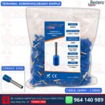 Terminal sobremoldeado simple E2512 para cable 14AWG 2.5mm² color azul de 100 und - Bestens