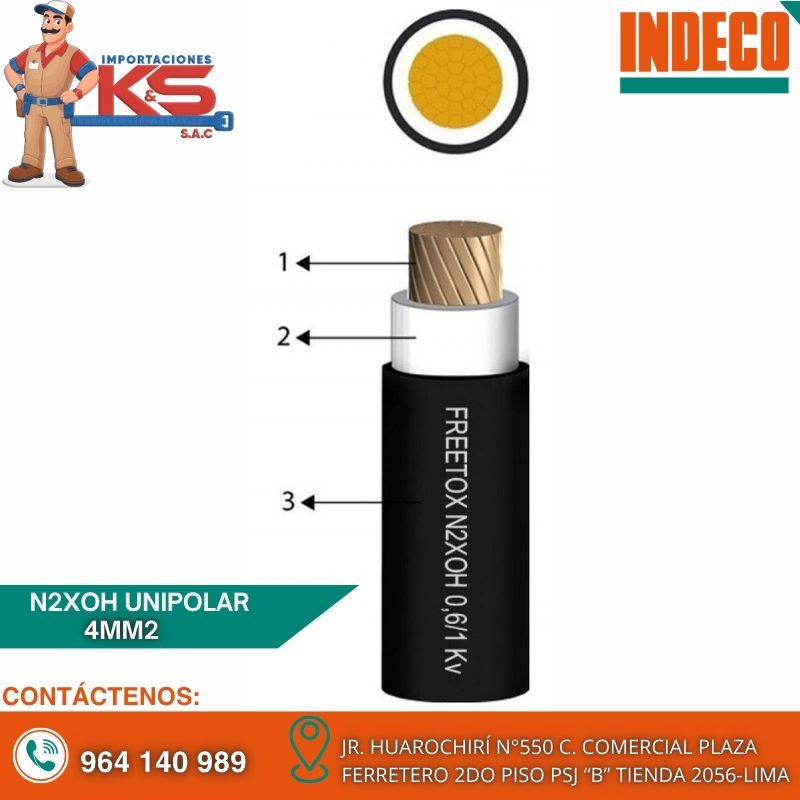 UNIPOLAR 4MM (1) CABLE N2XOH UNIPOLAR 4MM2 NEGRO 0.6/1KV CLASE 2 - Imagen 1