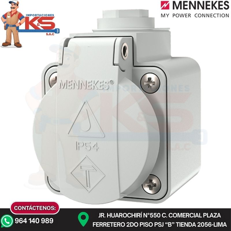 VISIBLE 10081 TOMA VISIBLE SCHUKO GRIS 16A 2P+T 250V IP54 MENNEKES - Imagen 1