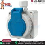 TOMA VISIBLE SCHUKO 16A 2P+T 250V AZUL HERMÉTICO IP68 MENNEKES