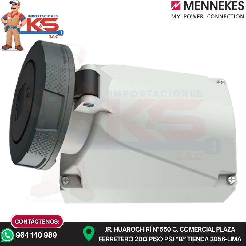 VISIBLE 133a TOMA VISIBLE 63A 3P+T 500V NEGRO 7H IP67 MENNEKES - Imagen 1