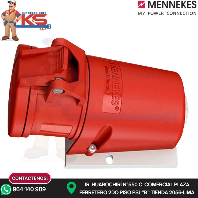 VISIBLE 27002 TOMA VISIBLE 16A 3P+N+T 415V ROJO 6H IP44 MENNEKES - Imagen 1