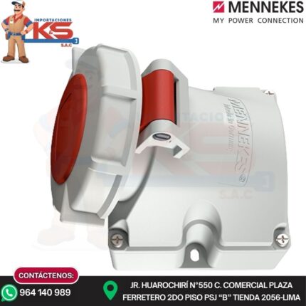 TOMA VISIBLE 16A 2P+T 415V ROJO 9H IP67 MENNEKES