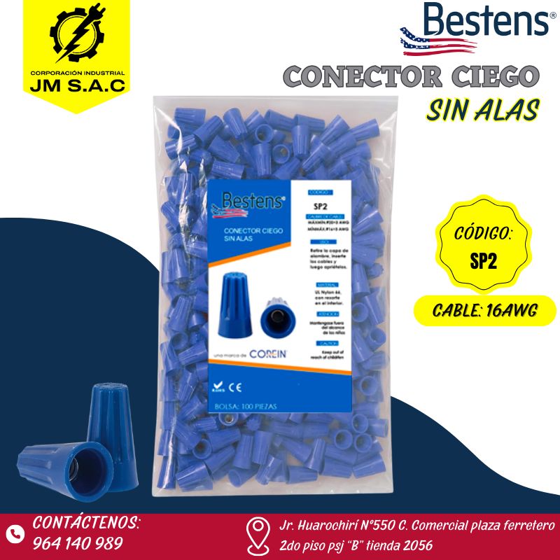 conector ciego 16 CONECTOR CIEGO DE ATORNILLAR SIN ALAS 16AWG AZUL X 100PZ - Imagen 1