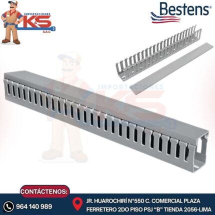 CANALETA RANURADA GRIS (ALTO 100MM) X (ANCHO 100MM) X 2MTS