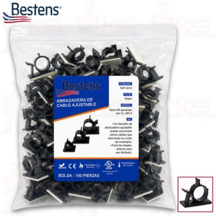 Abrazadera de Cable Ajustable con Adhesivo 10mm TAP-0810