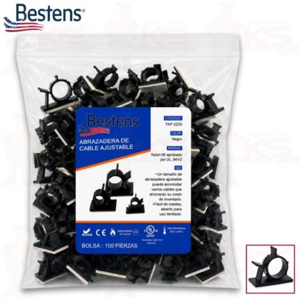 Abrazadera de Cable Ajustable con Adhesivo 25mm TAP-2225