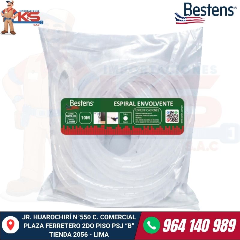 ESPIRAL BLANCO 3MM X 10MTS-SWB-03 ESPIRAL PROTECTOR DE CABLE COLOR BLANCO DE 3MM X 10MTS - Imagen 1