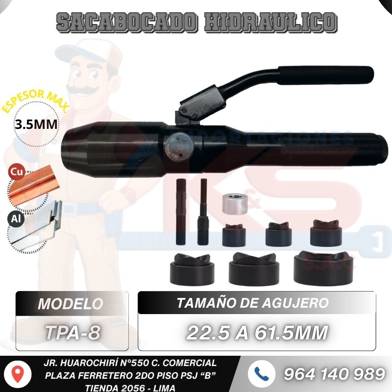 HIDRAULICO TP-8C SACABOCADO HIDRÁULICO TIPO RECTO 22.5-61.5MM2 - Imagen 1