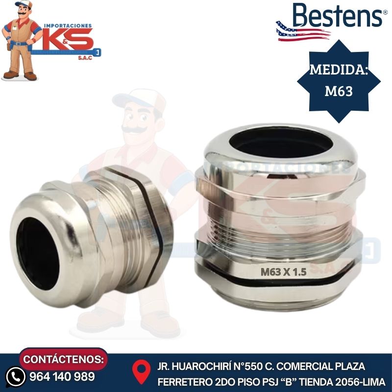 LATON M63 PRENSAESTOPA M63 LATÓN NIQUELADO TIPO MILIMÉTRICO IP68 UL - Imagen 1