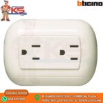 TOMACORRIENTE DUPLEX 2P+T 15A 250V OVAL MARFIL