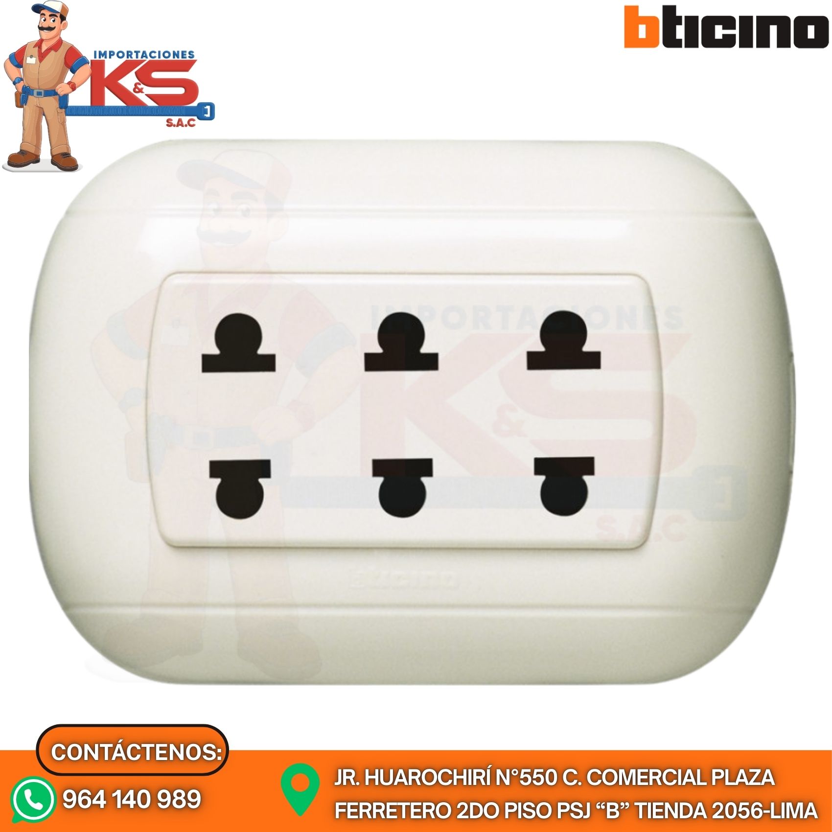MARFIL P96 TOMACORRIENTE TRIPLE UNIVERSAL 2P 16A 250V OVAL MARFIL - Imagen 1