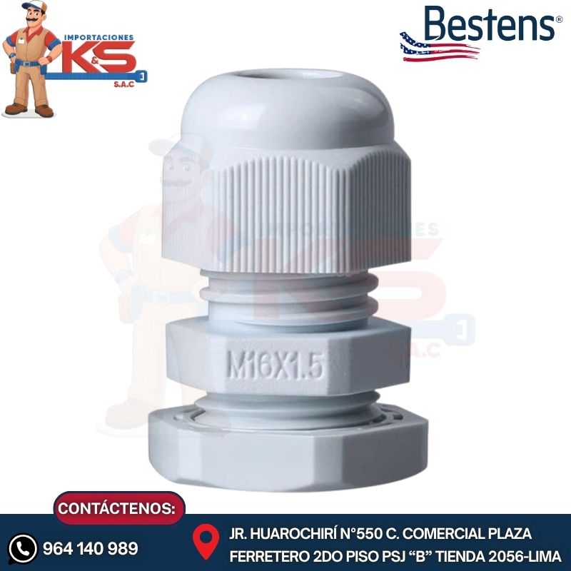 NYLON M16B PRENSAESTOPA DE NYLON TIPO MILIMETRICO M16 BLANCO IP68 UL - Imagen 1