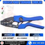 PRENSA TERMINAL TUBULAR (PRENSADO TRAPEZOIDAL) 25-50mm2 COLOR AZUL