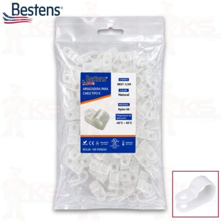abrazadera para cable tipo R bestens bolsa x 100 piezas (BEST-1/2R)