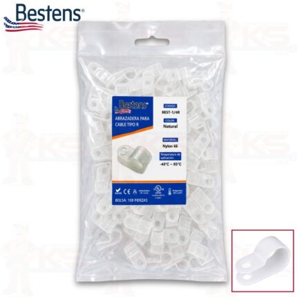 abrazadera para cable tipo R bestens bolsa x 100 piezas (BEST-1/4R)